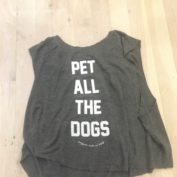 •gray athletic sleeveless “pet all the dogs” top• - Picture 4 of 4